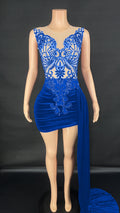 Summer Luxury Evening Dress Female Singer Stage Costume Senior Dress Side Trailing Skirt