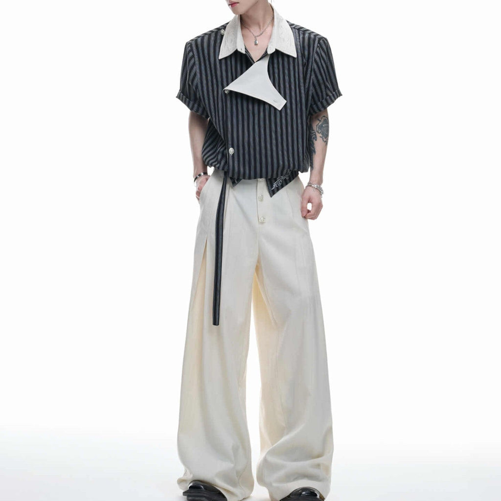 Embroidered Luxurious Short-sleeve T-shirt With A Slanted Placket