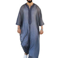 Thin Gray Linen Cotton Loose Muslim Robe