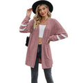 Women's Long-sleeved Stitching Contrast Color Knitted Cardigan