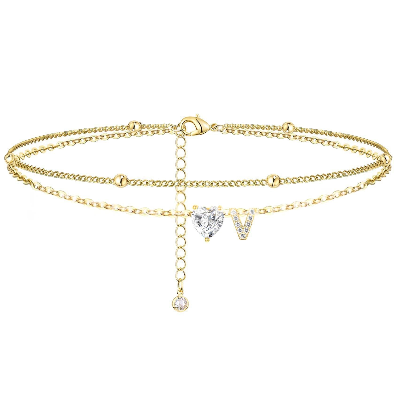 Womens Adjustable Delicate Versatile Double-layer Anklet Set