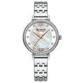 Womens Round Waterproof Ultra-thin Steel-band Watch