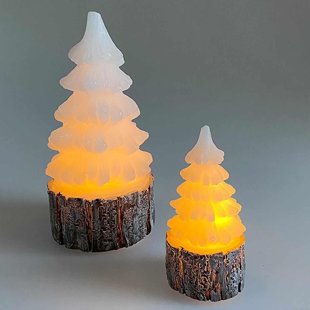 Petrix LED Candle Set with Christmas Tree Decoration - Flameless Candles for Ambiance and Safety