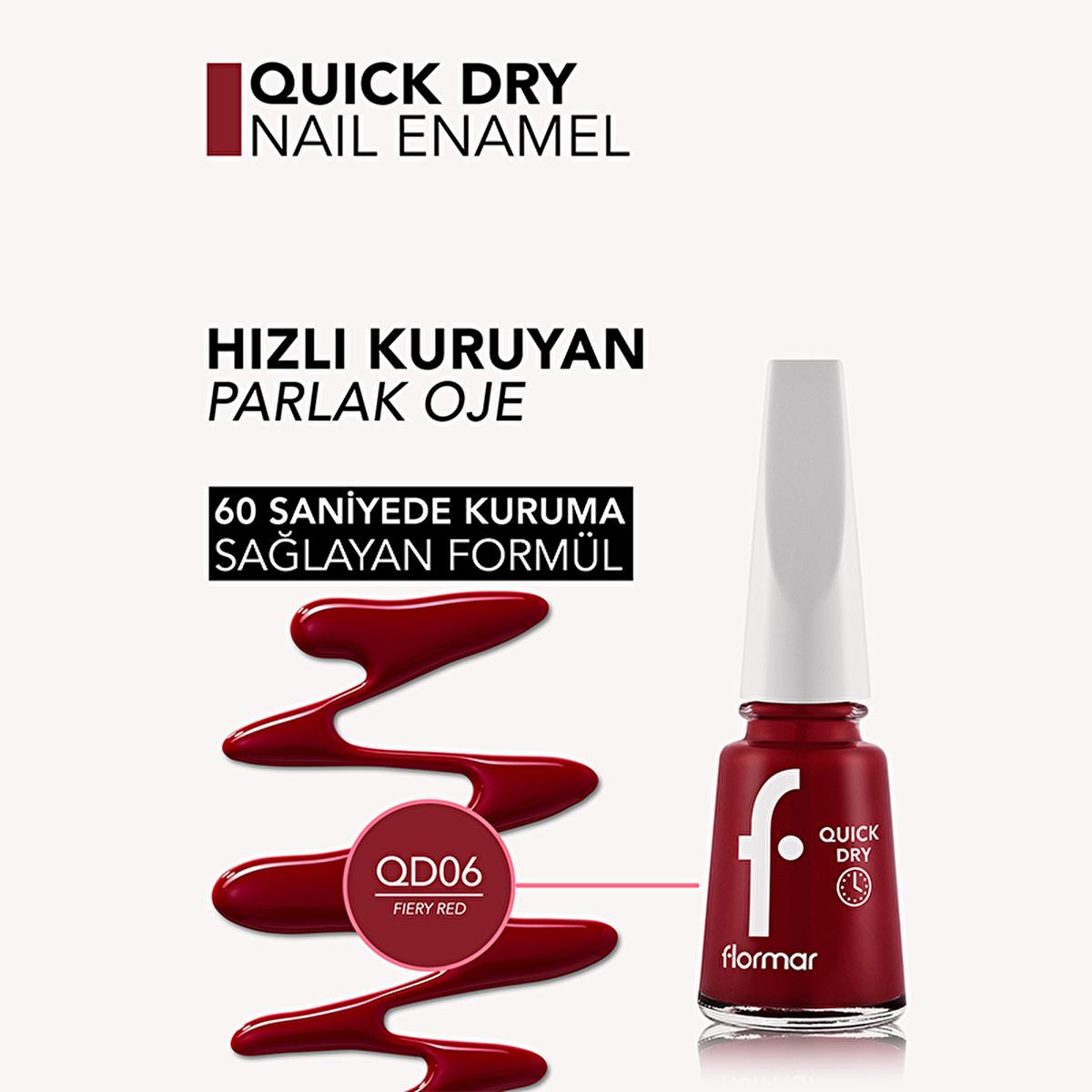 Flormar Quick Dry Nail Polish - Highly Pigmented, Long Lasting, 60-Second Drying Time
