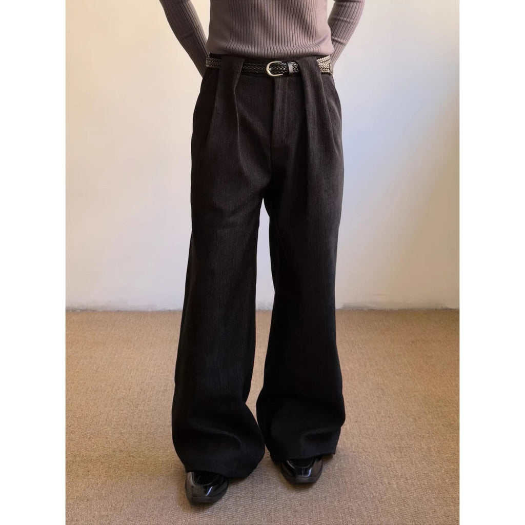 American-style Retro Pleated Thickened Wool Casual Suit Pants
