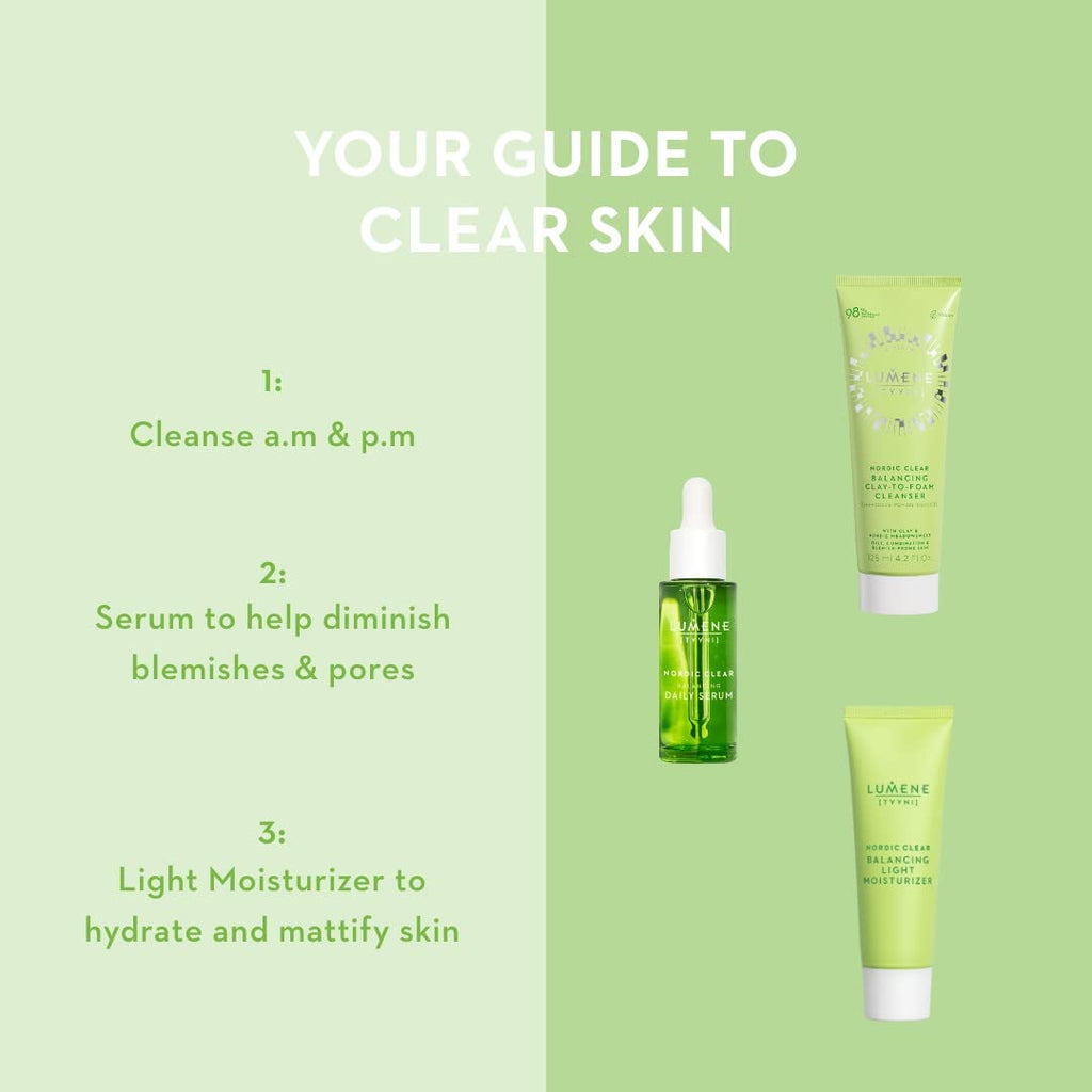 Lumene Sebum Balancing Clay-Based Foaming Facial Cleanser for Oily & Blemished Skin - Paraben-Free, pH Balanced - 4.23 fl oz