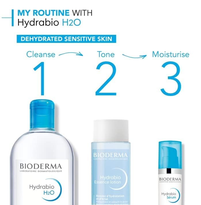 Bioderma Hydrabio H2O Micellar Water for Hydration and Makeup Removal, Fragrance-Free Skincare, 2x500ml