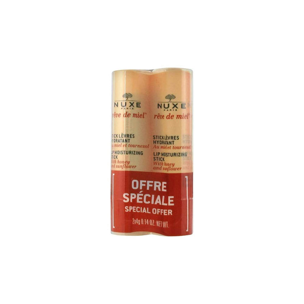 Nuxe Reve de Miel Lip Moisturizing Stick Set - 2x4g Natural Lip Care, Paraben-Free Cosmetics