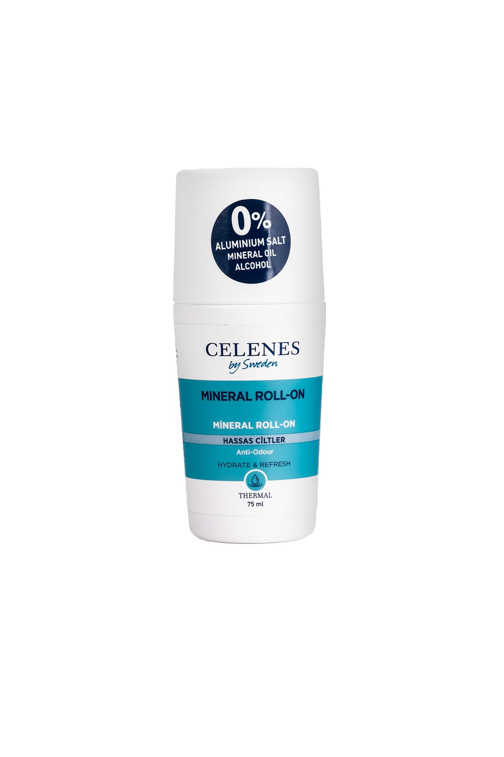 Celenes Deodorant Roll-on for Sensitive Skin - Fragrance-Free, Aluminum Salt-Free & Paraben-Free