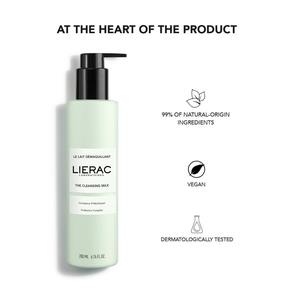 Lierac Vegan Cleansing Milk 200ml - Gentle, Non-Comedogenic Skincare for Normal to Dry Skin