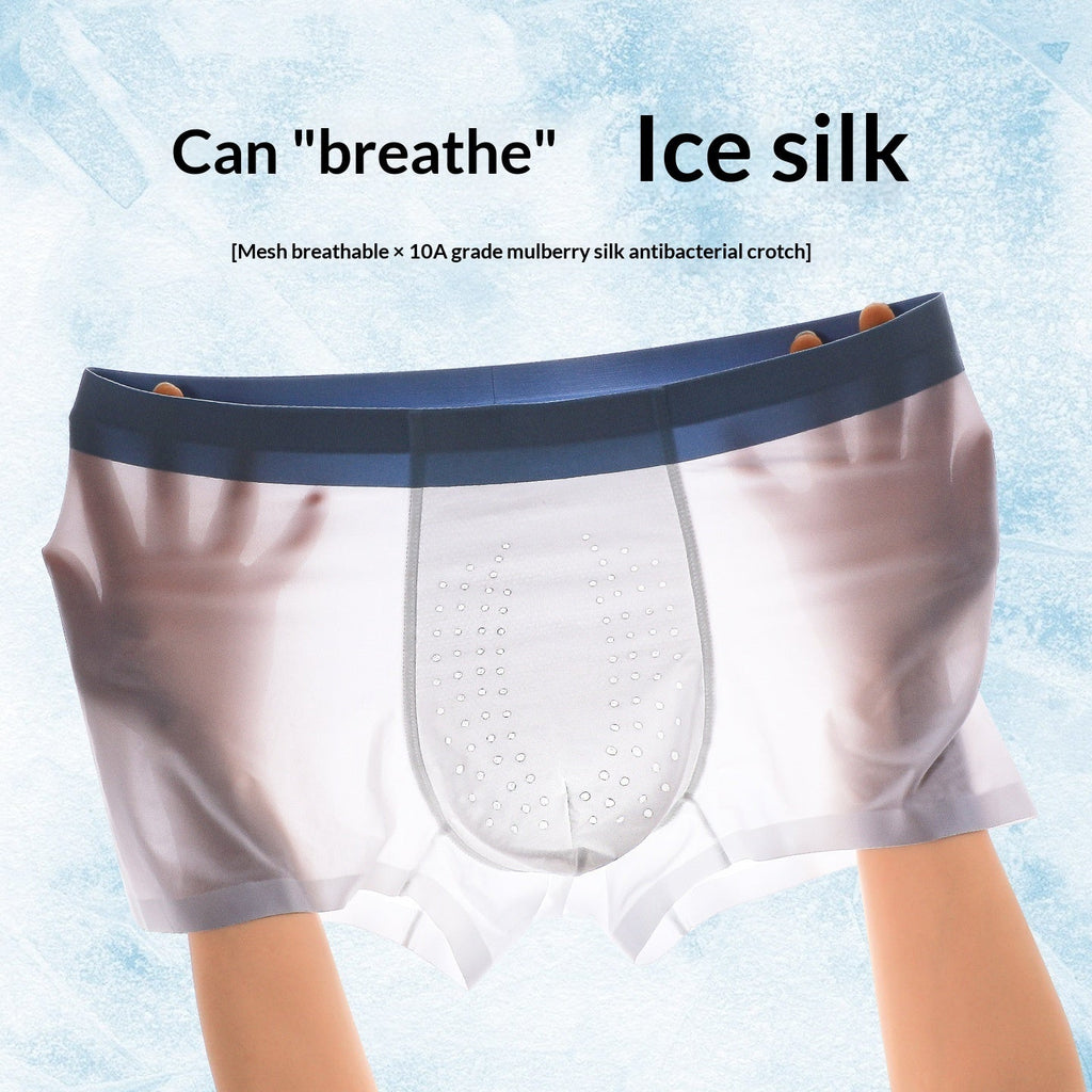 Mens Breathable Summer Thin Boxer Briefs Seamless Boxer Style