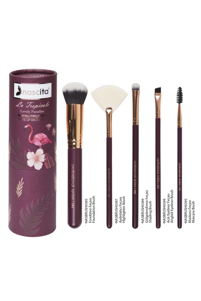 Nascita Makeup Brush Set - Professional 5-Piece Synthetic Brushes for Flawless Makeup Application