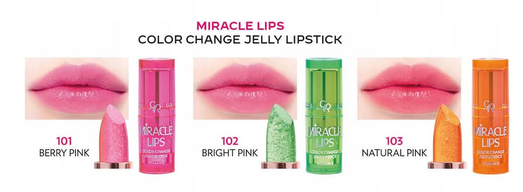 Golden Rose Color Changing Jelly Lipstick 3.7g - Berry Pink Shade with Natural Glossy Finish