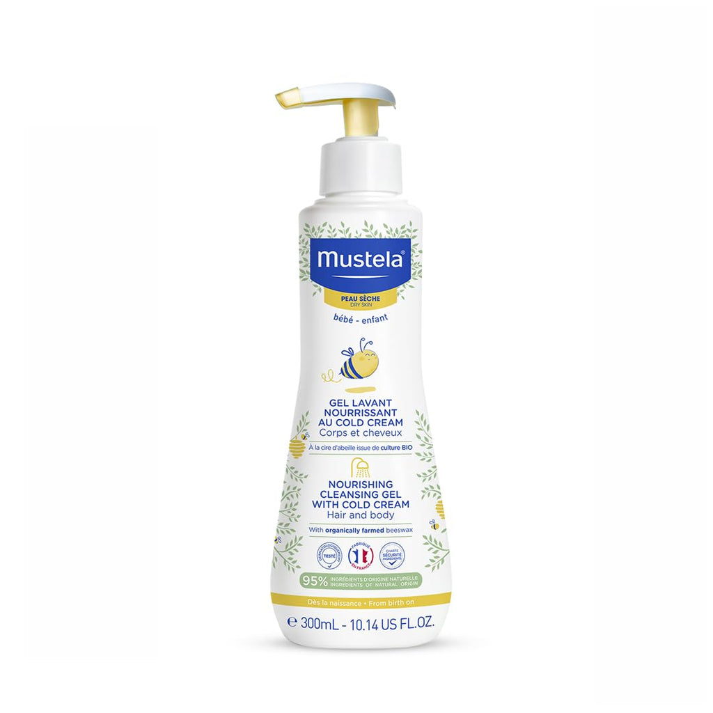 Mustela Nourishing Cleansing Gel with Cold Cream for Newborns & Dry Skin - Gentle, Natural Baby Care