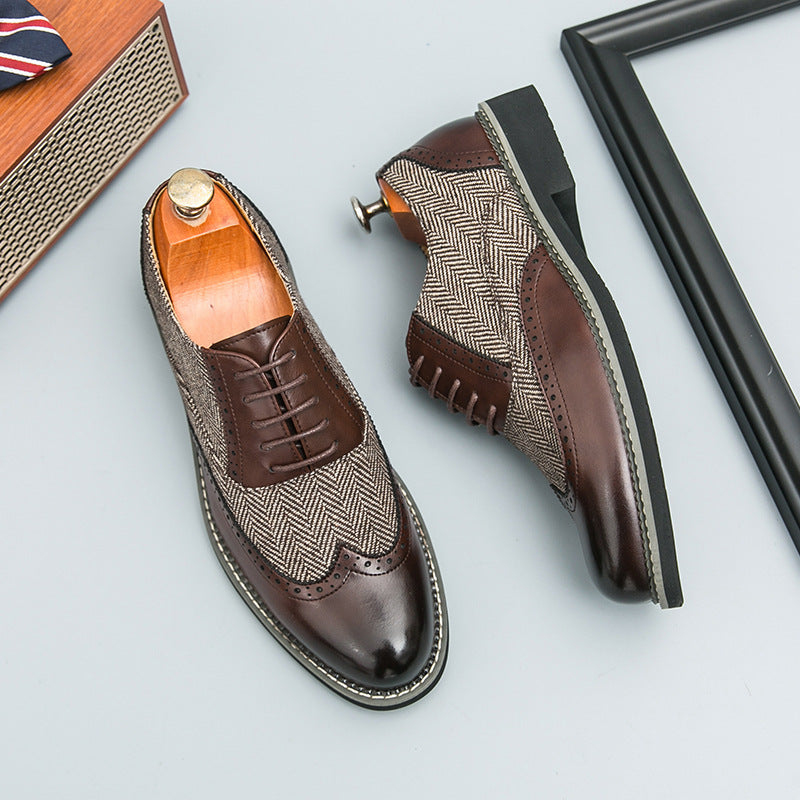 Fashion Brogue Men's Korean-style Casual Formal Wear Leather Shoes