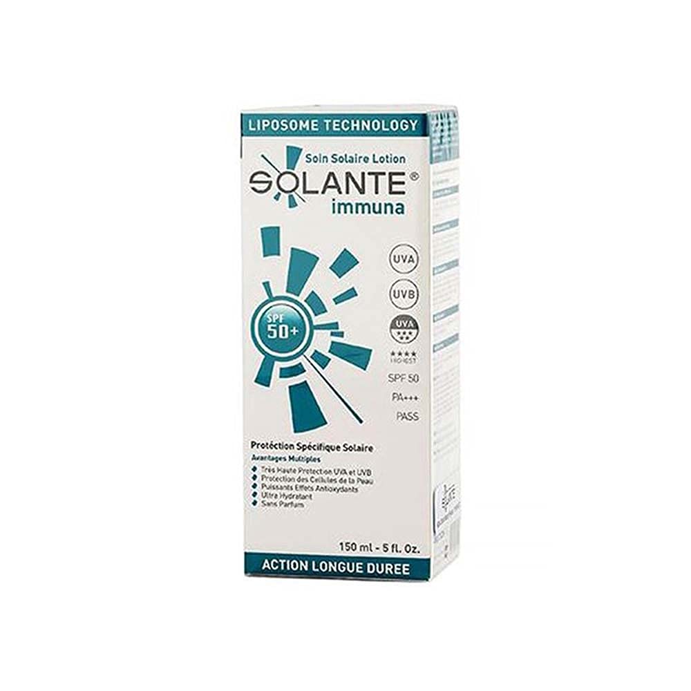 Solante Immuna Sunscreen for Sensitive Skin - High SPF 50+ Anti-Aging Sun Protection - Water-Resistant, Fragrance-Free, 5.07 fl oz
