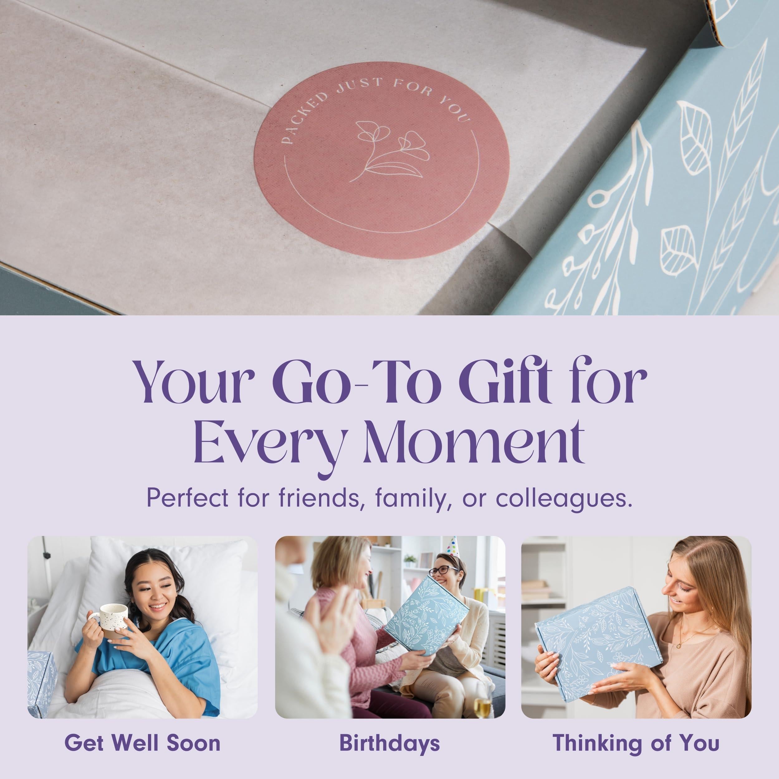 Mini Lavender Spa Gift Set Relaxation Gift Basket for Women Self Care Package with Lavender Candle Bath Bomb Soap Greeting Card & More