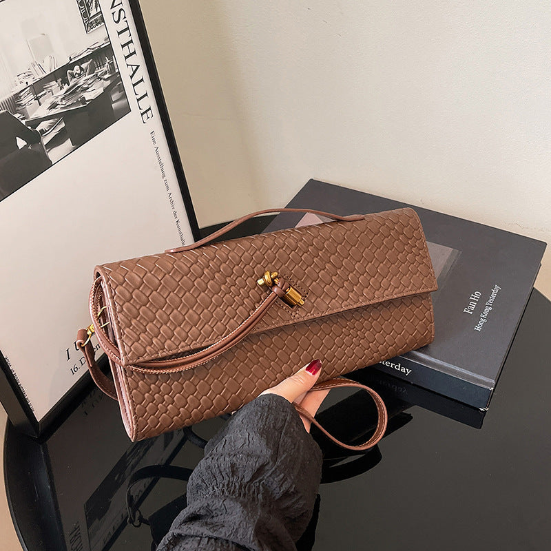 Womens Woven Soft Leather Shoulder Crossbody Bag