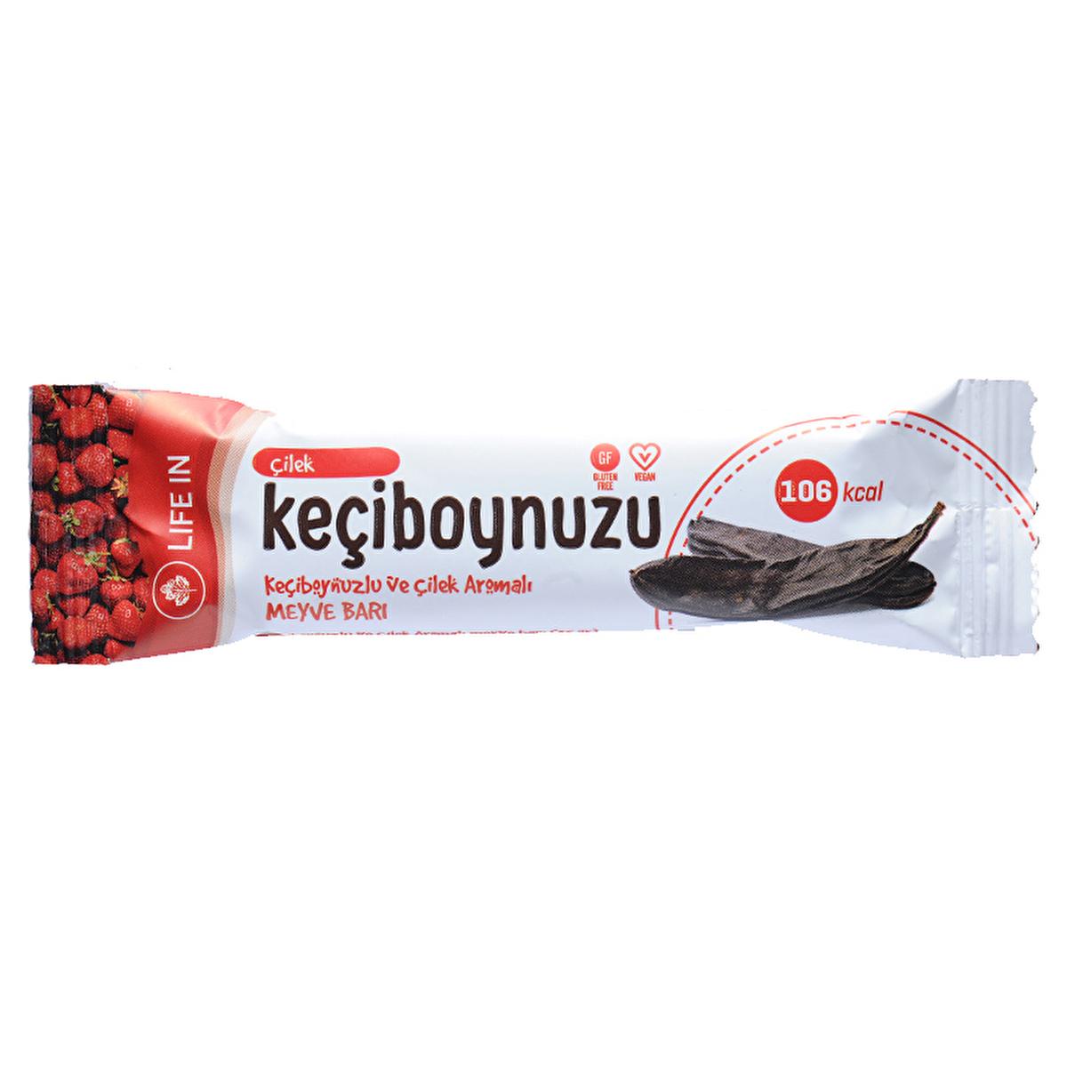 Life In Strawberry Flavored Fruit Bar with Carob - Healthy Snack, Natural Ingredients, No Added Sugar