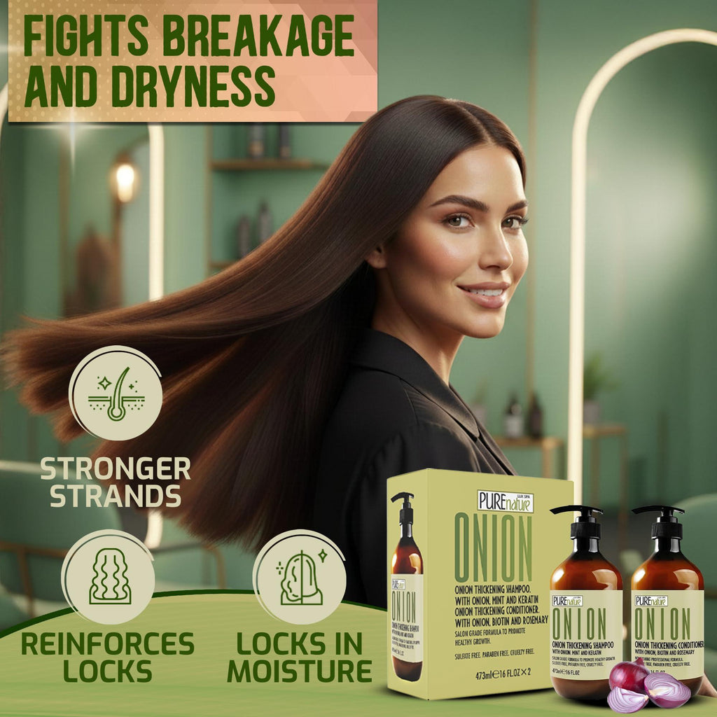 Onion Shampoo and Conditioner Set 16 Fl Oz Sulfate Free Thickening Formula for Men and Women Paraben Free Volumizing Set for Thin Fine Hair Volume Boosting Salon Professional Care Set of 2