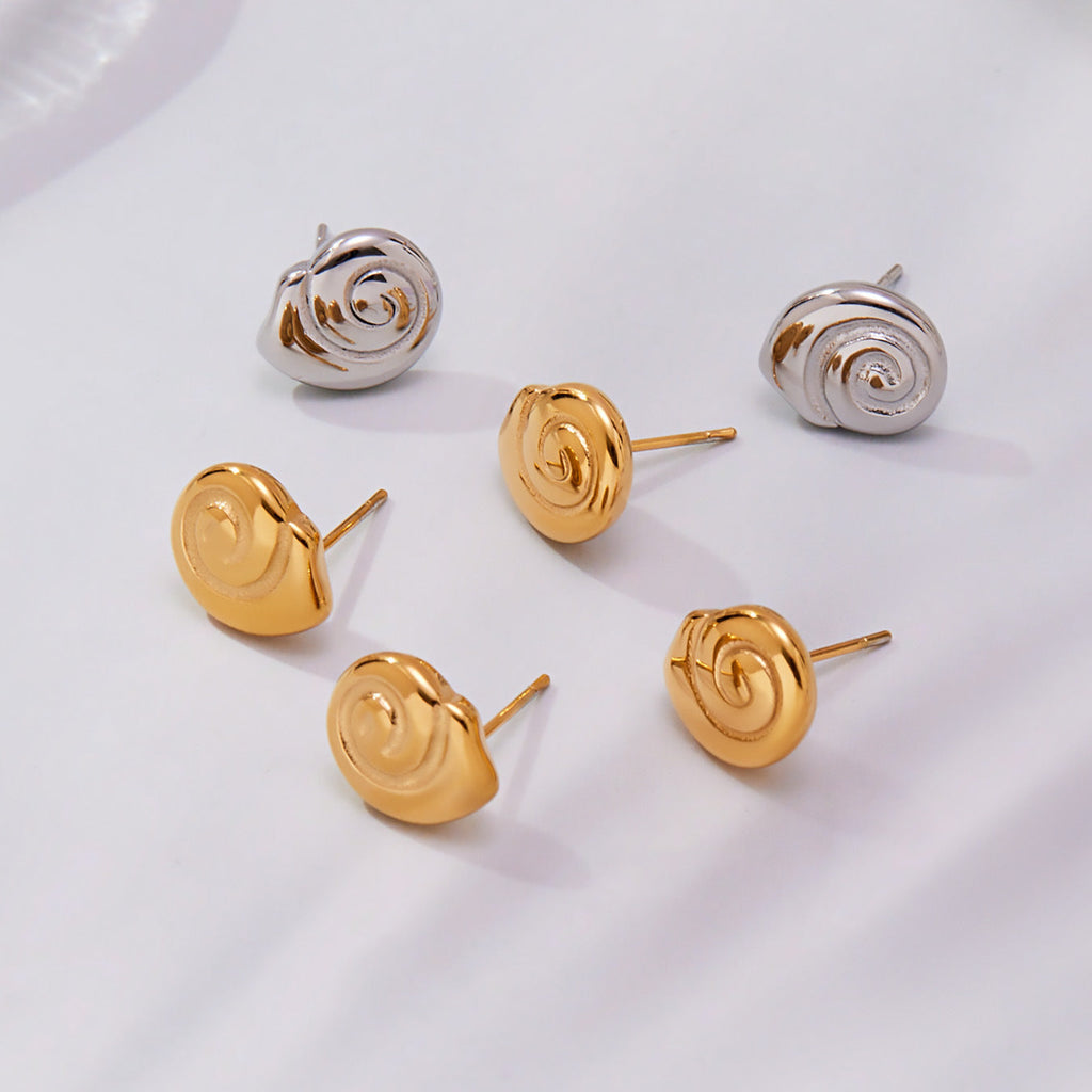 18k Gold-plated Delicate Snail-shell Stud Earrings