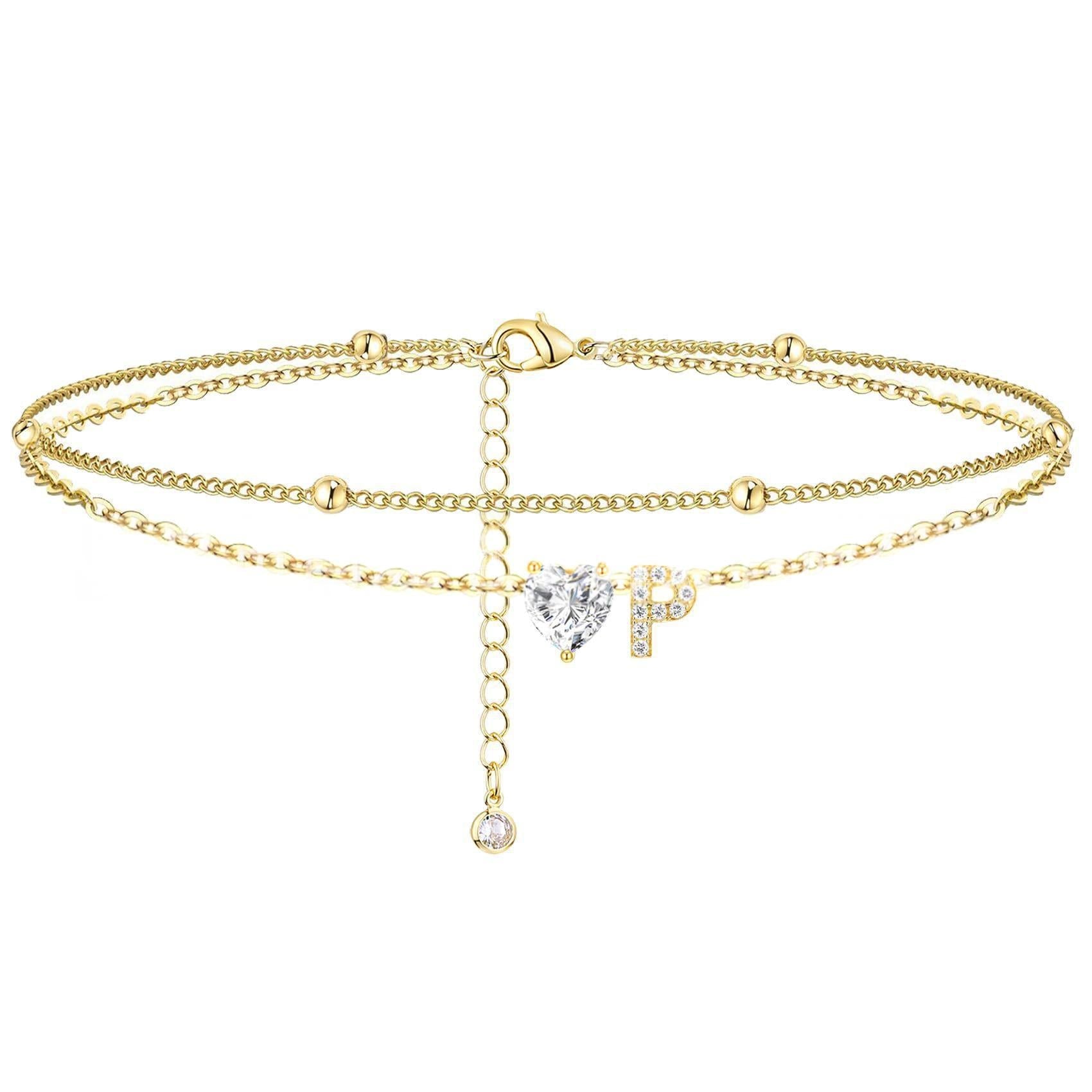 Womens Adjustable Delicate Versatile Double-layer Anklet Set