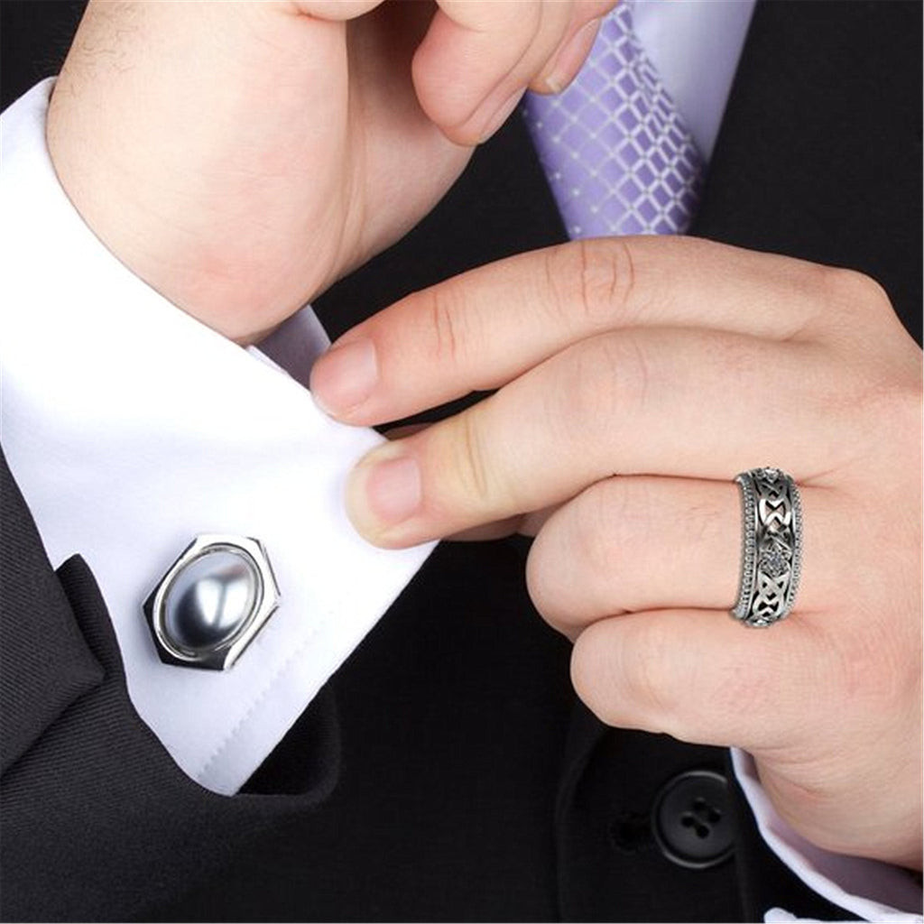 14k Plated White Diamond Ring Hollow Pattern Wedding Ring