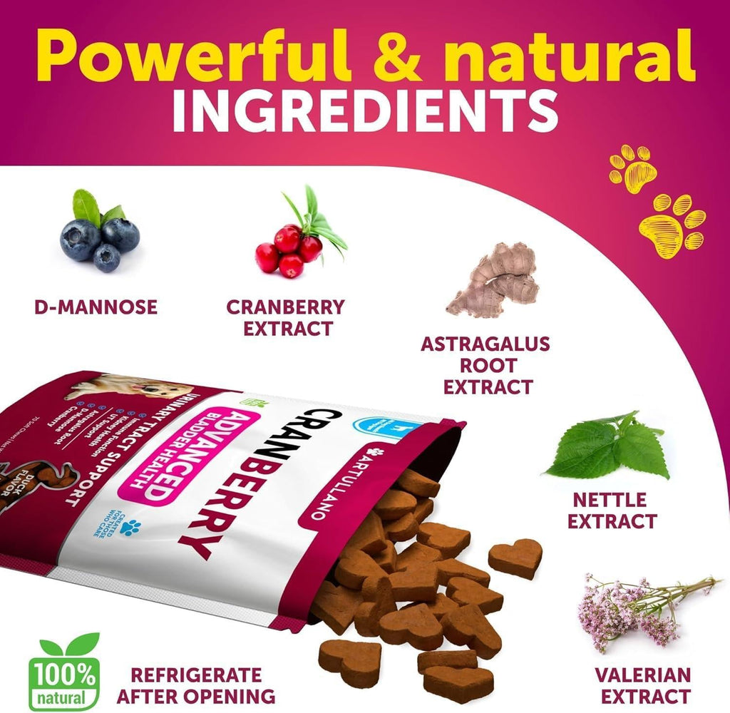 Dog UTI Treatment Cranberry Supplement Bladder Control 70 Soft Chews