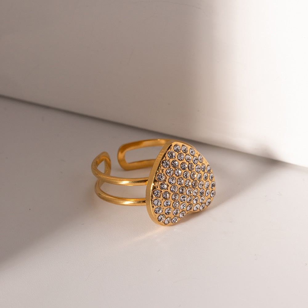 Micro Rhinestone Love Heart-shaped Ring