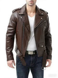 Stylish Slim-fit And Handsome Mens PU Leather Jacket With A Zipper