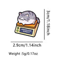 Cute Cartoon Weighing Cat Metal Brooch Minimalist Design