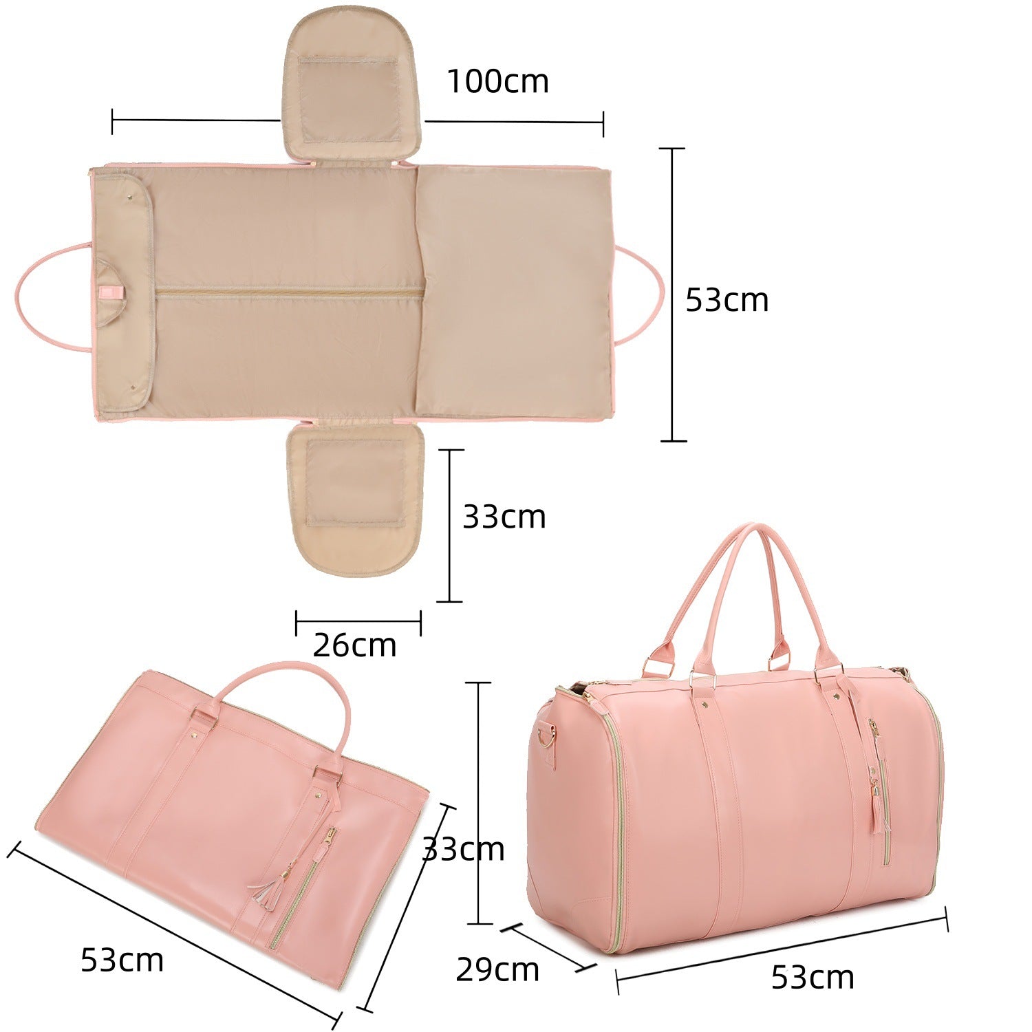 Travel Bag Clothing Storage BagPU Travel Gym Bag Foldable