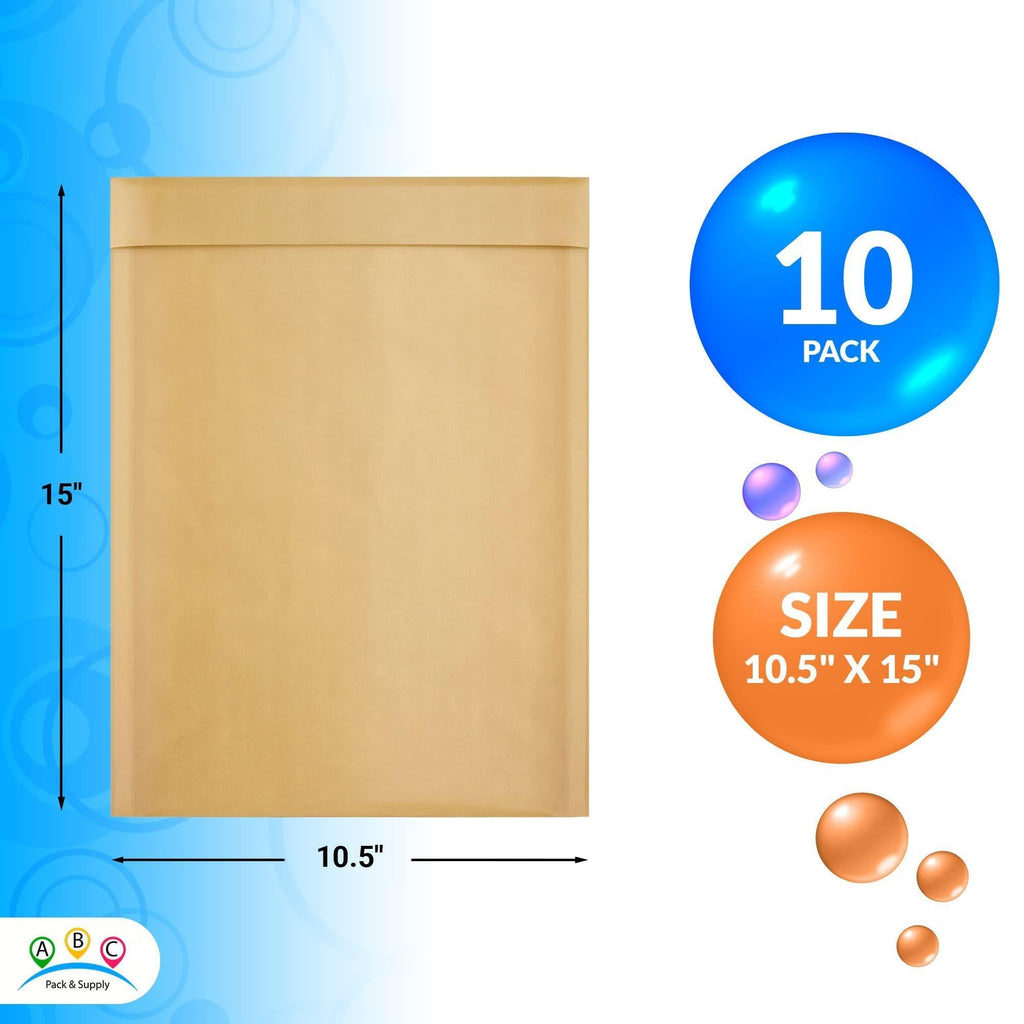 Brown Kraft Bubble Mailer Envelopes 10.5 x 15 Inch 10 Pack Mail Padded Envelopes Self Seal Kraft Bubble Mailers Tear Resistant Mailing Envelope Padded. Sturdy Paper Mailer