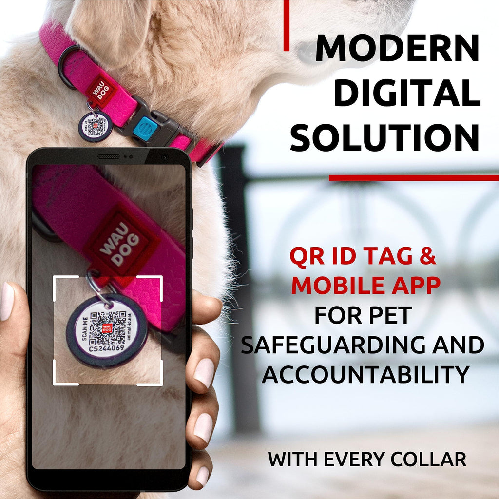 Waterproof Dog Collar Adjustable All Sizes Breakaway Buckle & QR Tag Pink