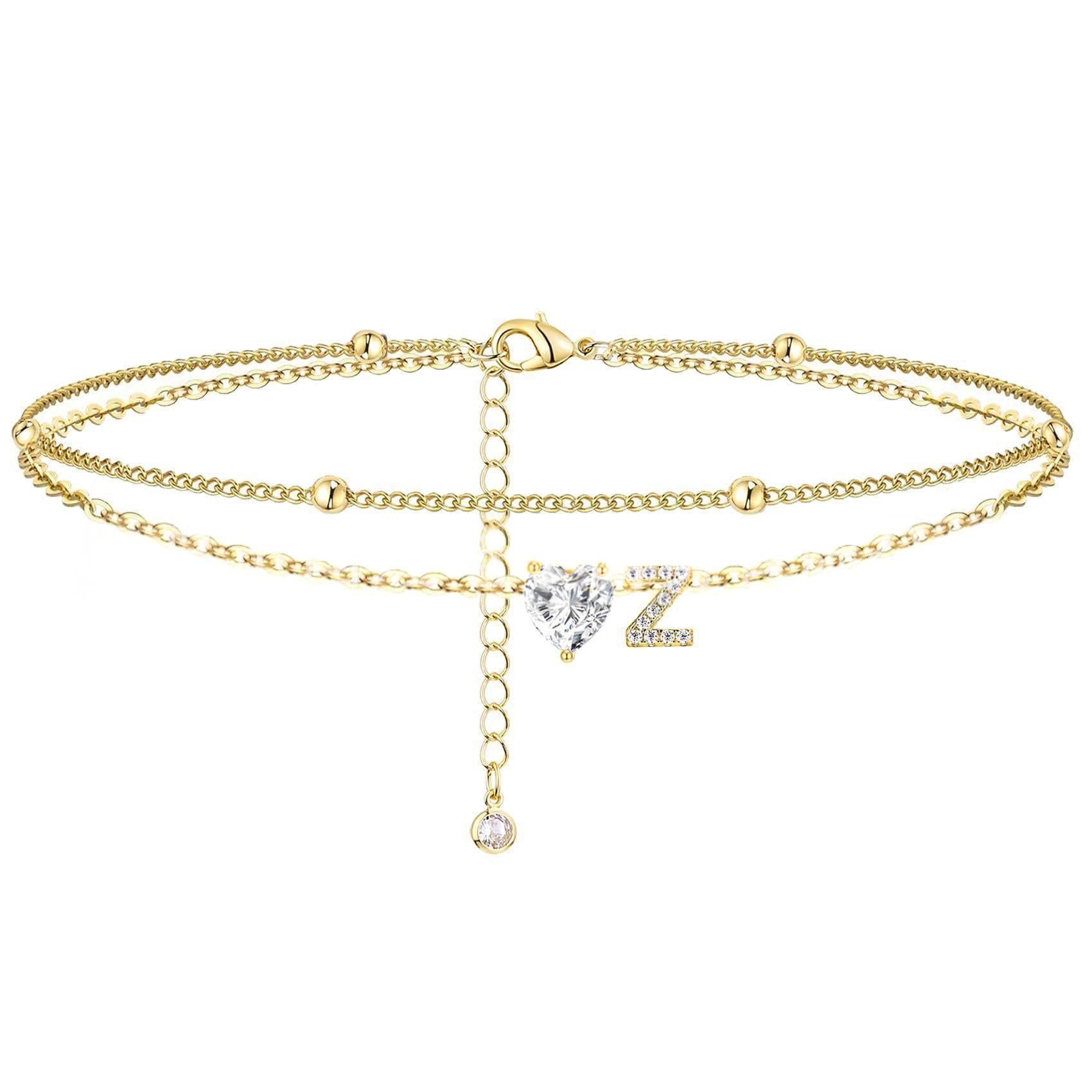 Womens Adjustable Delicate Versatile Double-layer Anklet Set