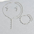 Niche Design High-Gloss Women Jewelry Set, Unique Cubic Zirconia Inlaid Necklace, Bracelet & Stud Earrings Matching Accessories