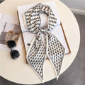 Thin Houndstooth Silk Scarf - Hair Tie