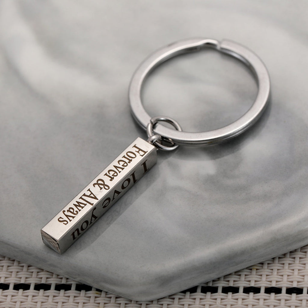 Creative Rectangular Double-sided Engraved Keychain Three-dimensional