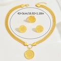 Fashion OL Tree Of Life Round Pendant Jewelry Set, Matching Necklace Earrings With Electroplated 18K Versatile Ring Women Accessories