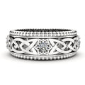 14k Plated White Diamond Ring Hollow Pattern Wedding Ring