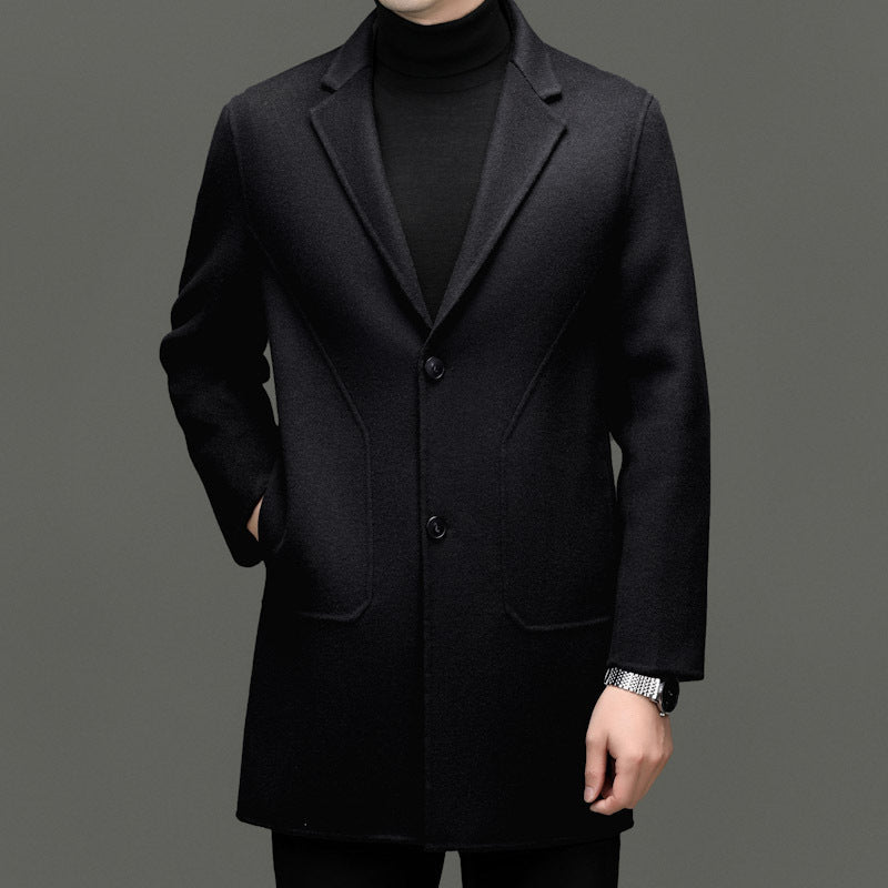 Men's Mid-Length Double-Faced Wool Coat