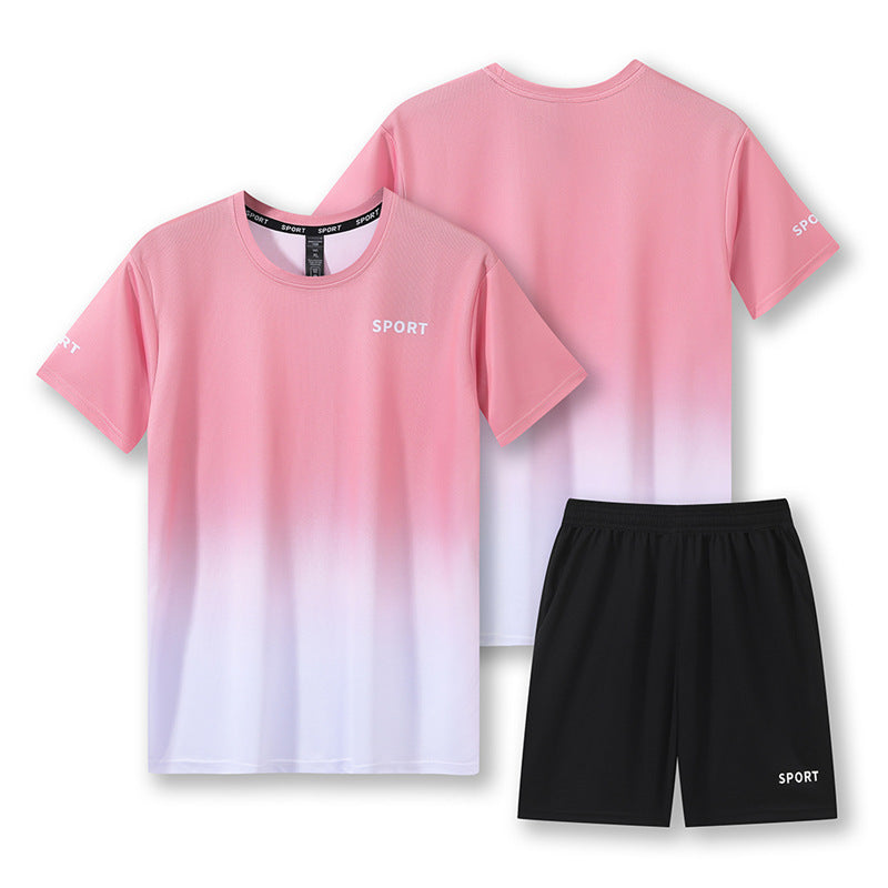 Workout Short Sleeve T-shirt Quick-drying Clothes Running Loose Casual Gradient Sports Suit