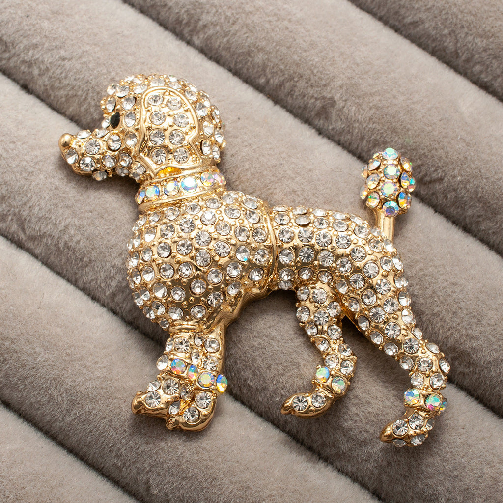 Golden Cute Diamond-studded Puppy Brooch Classic And Fashionable