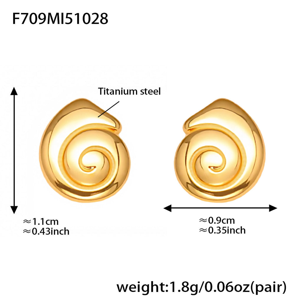 18k Gold-plated Delicate Snail-shell Stud Earrings