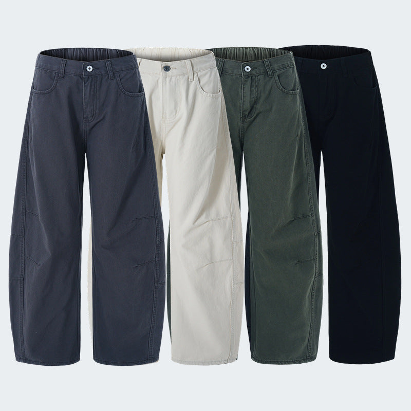 Men's American-style Retro Silhouette Cutaway Wide-Leg Pants