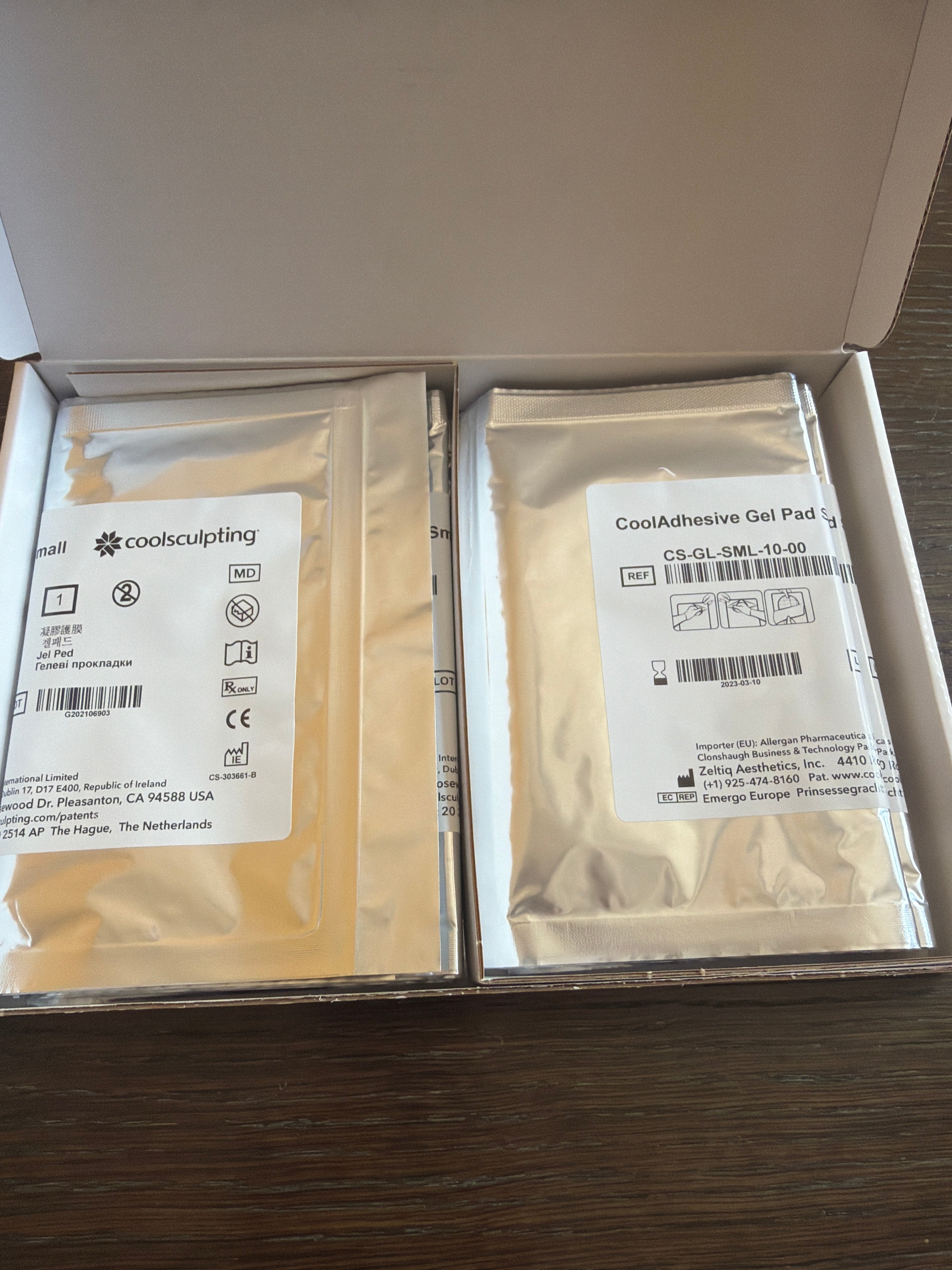 CoolSculpting CoolAdhesive Gel Pad Small REF CS-GL-SML-10-00 Box of 10 - Exp Mar 2023