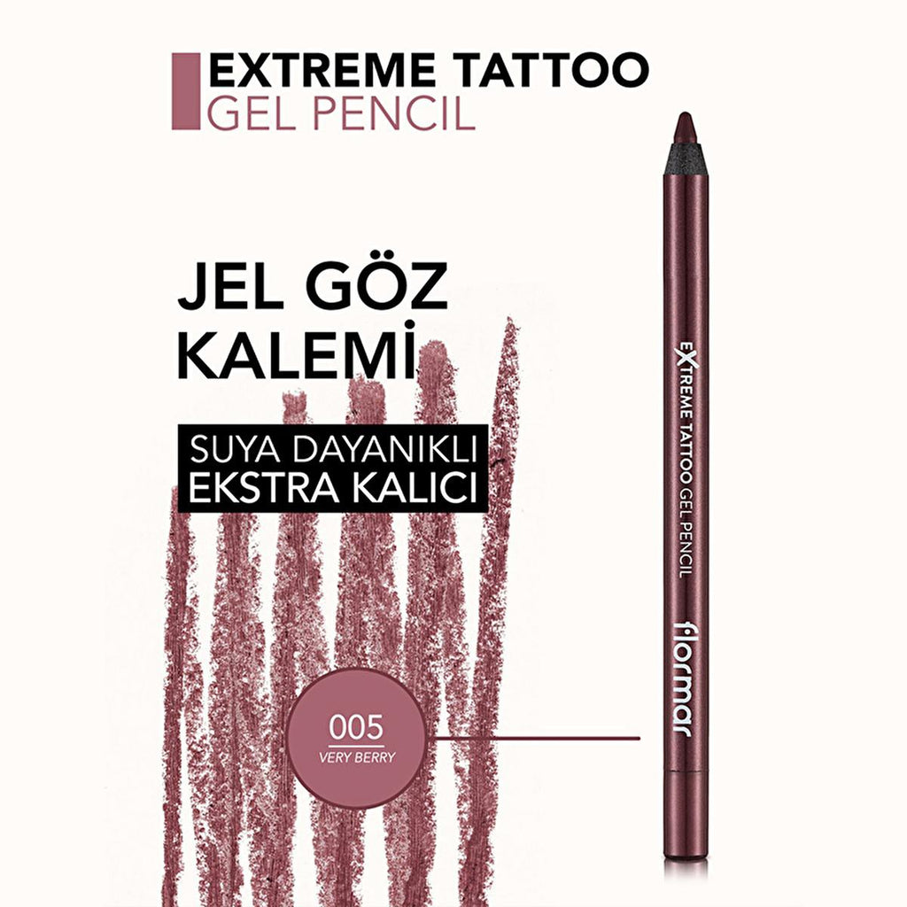 Flormar Extreme Tattoo Very Berry Gel Eyeliner Pencil: Waterproof, Smudge-Proof, & Long-Lasting Intense Purple Eye Definition