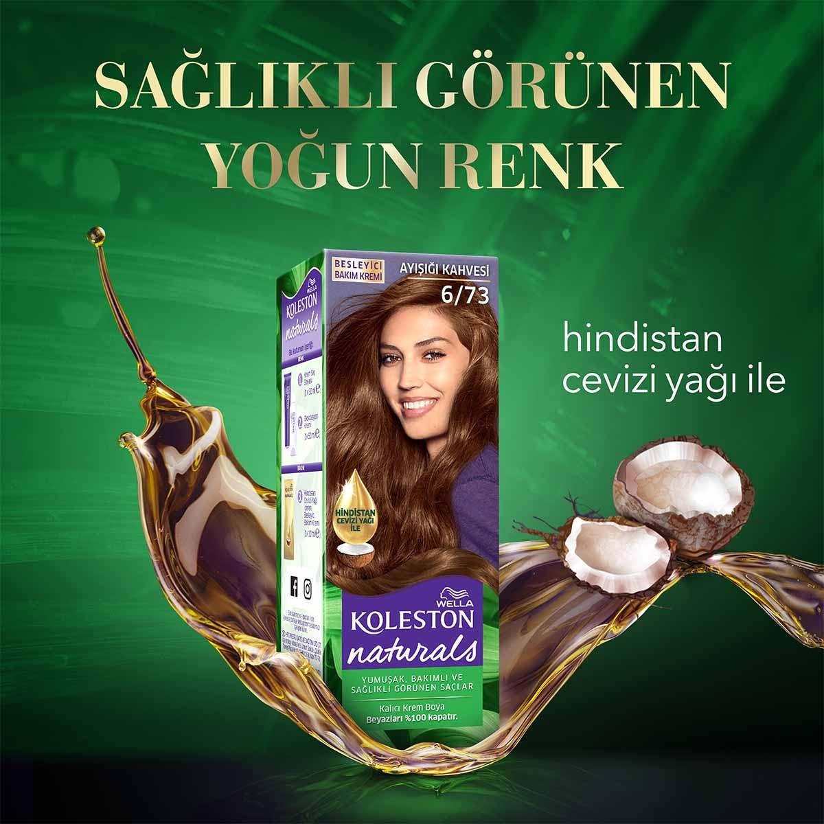 Wella Koleston Naturals Permanent Hair Dye with Coconut Oil - 6/73 Ayışığı Kahvesi