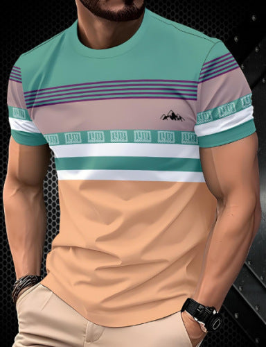 Fashionable 3D Letter-Print Mens Casual T-Shirt