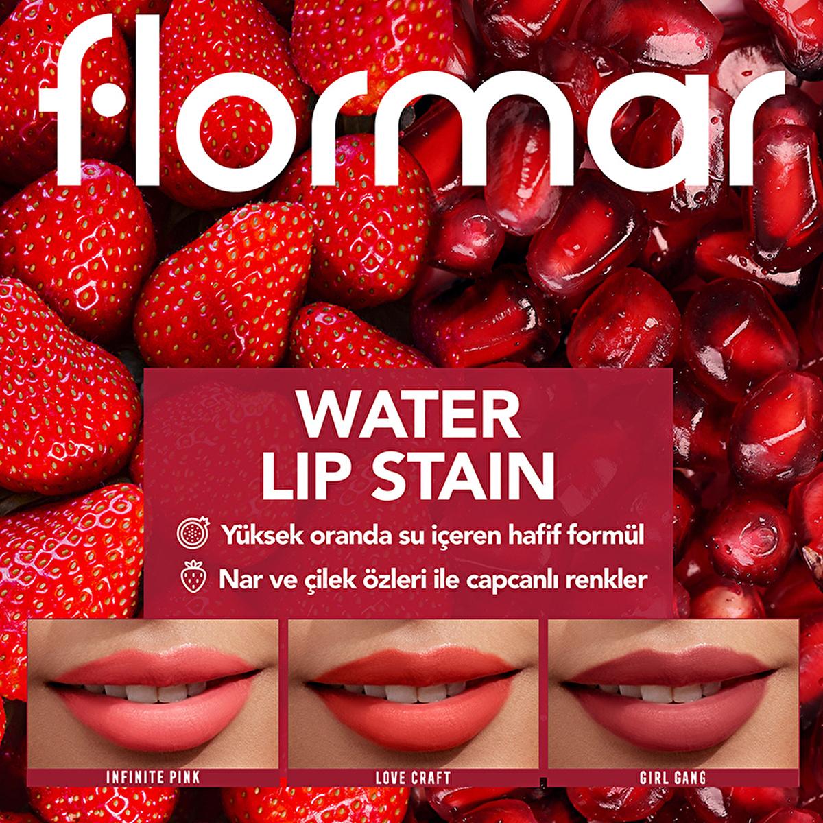 Flormar Water Lip Stain 004 Orange Juice - Long-Lasting Lip and Cheek Tint with Matte Finish